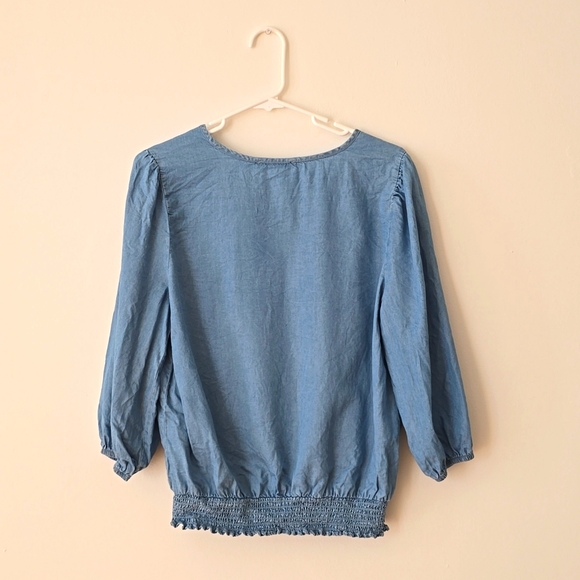 Adrienne Vittadini Adrienne Denim V-NECK Casual Blouse Women Size M - Picture 5 of 10